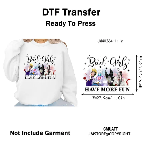 Waiting For Halloween Coquette Bad Girls Friends Wicty Logos Iron on DTF Washable Transfers Stickers Ready to Press for Clothing
