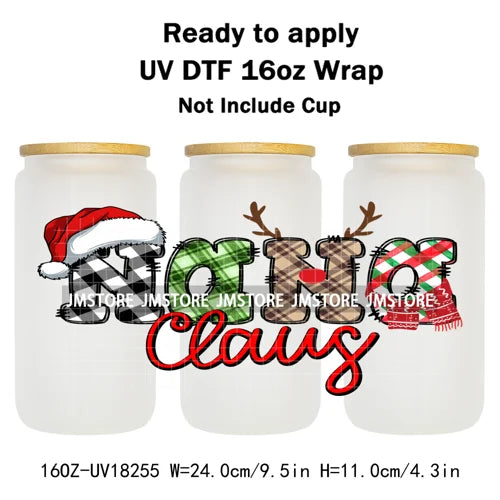 Christmas Mama Mini Coquette Family Xmas 16OZ UV DTF Cup Wraps Ready To Apply Waterproof Transfer Stickers For Libbey Glass Can