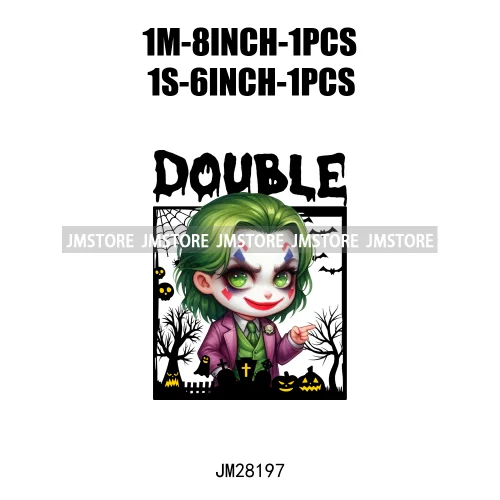 Cartoon Double Trouble Couple Character Halloween Printing Patches Iron On DTF Transfers Stickers Ready To Press For Clothing