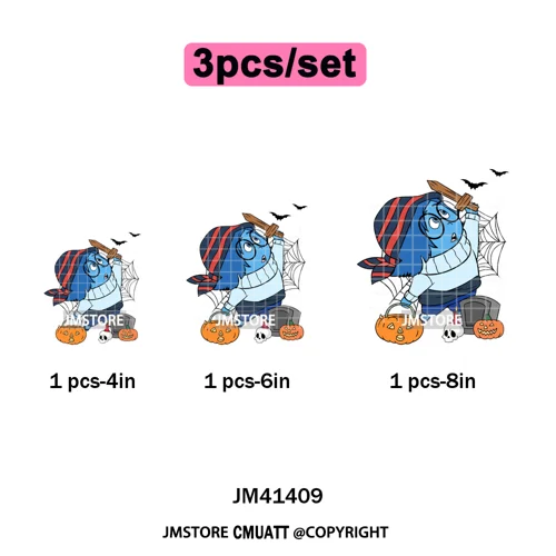 Funny Cartoon Movie Character Halloween Pumpkin Coquette Iron on DTF Washable Heat Transfer Stickers Ready to Press for Clothes