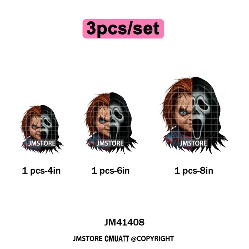Spooky Soda Can Killer Checkered Horror Characters Drink Halloween Iron on DTF Heat Transfer Stickers Ready to Press for Textile