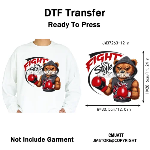 12in Graffiti Streetwear Beasts Cartoon Animals Hip Hop Quotes Iron on DTF Heat Transfers Stickers Ready to Press for Hoodies