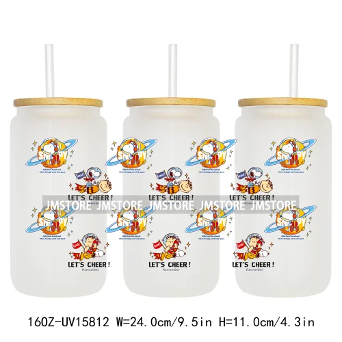 Cartoon Dogs Back To School UV DTF Wraps Transfer Sticker Selfadhesive Waterproof High Quality For 16OZ Libbey Glass Can Tumbler