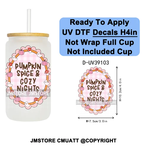 Bookish Positive Quotes Self Care UV DTF Transfer Stickers Decals Ready To Apply Waterproof For 16OZ Libbey Glass Can Tumbler