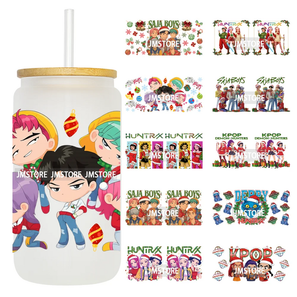 Demon Hunters Kpop Christmas Party UV DTF Stickers Ready To Apply Cup Wrap Durable Custom Prints DIY Craft For Libbey Can Glass