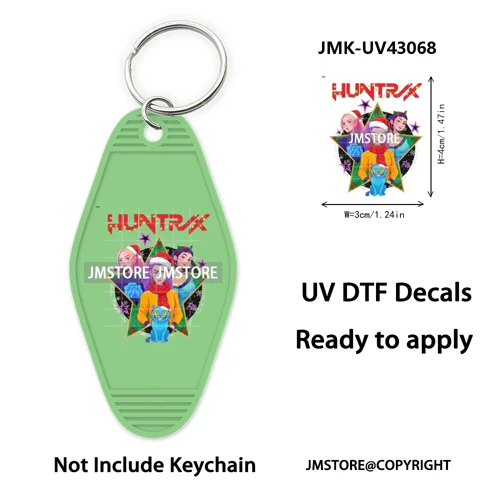 Christmas Kpop Team Demon Hunters Movie UV DTF Keychain Decals Ready To Apply Waterproof Durable Wraps For Hotel Motel Keychain