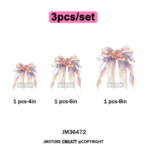 Floral Love Season Coquette Bow Wedding Party Vibes Decals Iron on DTF Washable Transfers Stickers Ready to Press for Dresses
