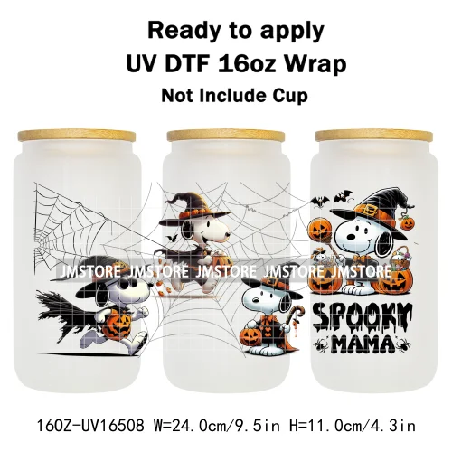 Halloween Witch Cartoon Skulls Boo Ghouls UV DTF Stickers Ready To Transfer Cup Wrap Custom Labels For Libbey Can Glass Tumbler