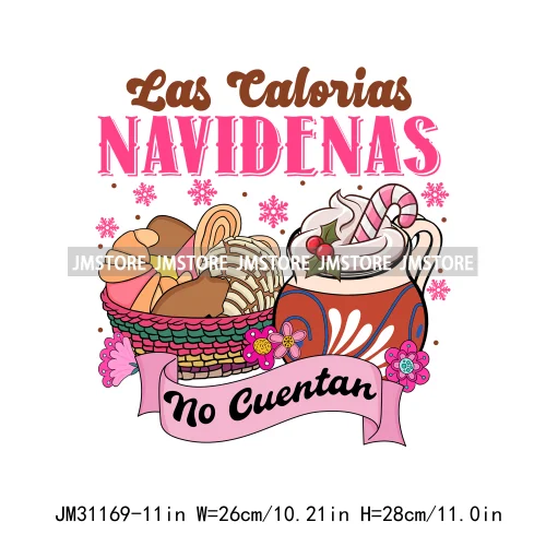 Funny Tis The Season Mexican Chocolate Pink Christmas Pan Dulce Spanish Iron On DTF Transfer Stickers Ready To Press For Clothes