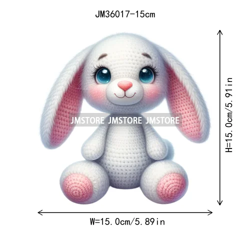 15cm 5.9in Colorful Cute Needle Hook Animal Iron On DTF Heat Transfer Sticker For Clothes Print Vinyl Washable T-Shirt Appliques