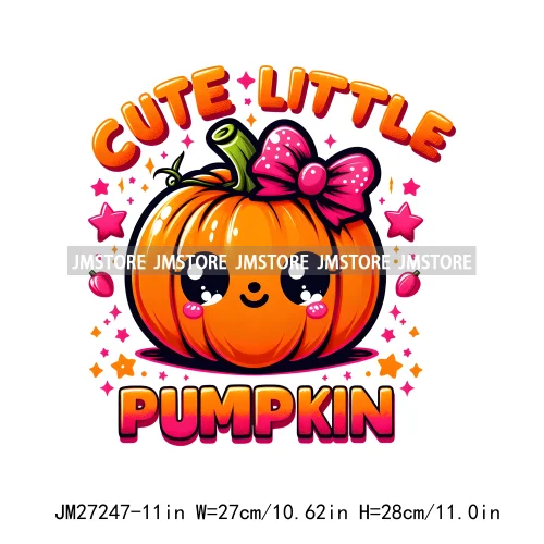 Cute Pumpkin Ghost Boo Creeep It Real Happy Halloween Spooky Witch Vibes Season Design DTF Iron On Transfer Stickers For Hoodies