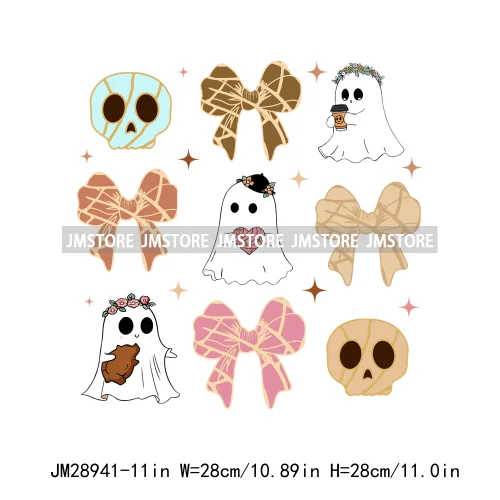 Funny Pan Tasmas Spooky Mexican Ghost Coquette Bow Halloween Concha Iron On DTF Heat Press Transfer Stickers Design For Clothes