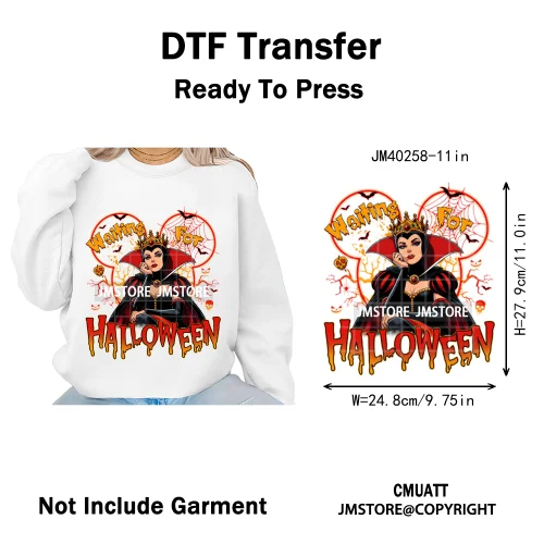 Waiting For Halloween Coquette Bad Girls Friends Wicty Logos Iron on DTF Washable Transfers Stickers Ready to Press for Clothing