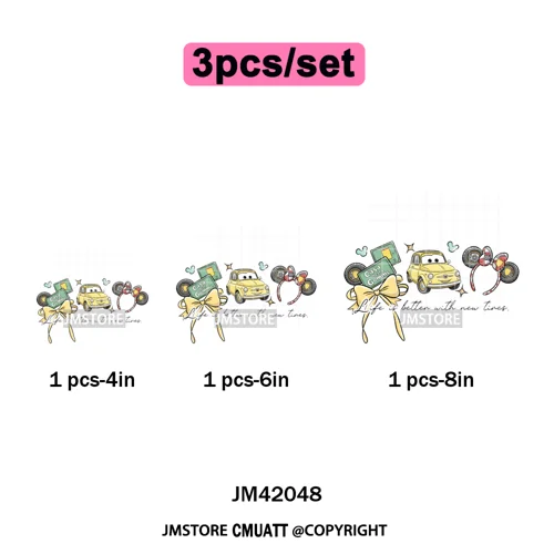 Retro Cartoon Magical Princess Girly Bow Mouse Ears Headbands Iron on DTF Washable Transfers Stickers Ready to Press for Hoodies