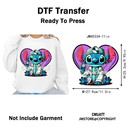 Trendy Cartoon Animal Characters Lover Cold Peel Logos Iron on DTF Washable Transfers Stickers Ready to Press for Hoodies Bags