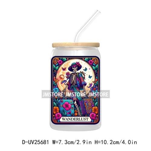 The Teacher Tarot Card UV DTF Transfer Stickers Decals For Libbey Cold Cups Mugs Tumbler Custom Logo Labels Funny Witchy Skull