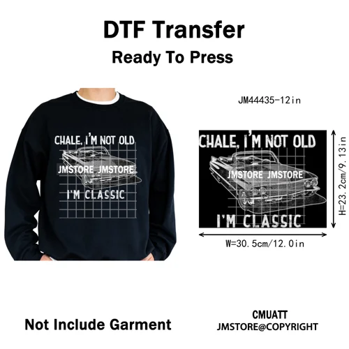 Chale I'm Not Old I'm Classic Foo Graphic Chicano Mexican Iron on Washable DTF Transfers Stickers Ready to Press for Clothing