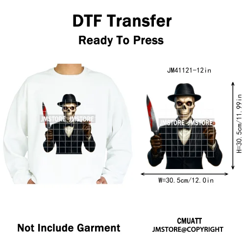 Halloween Spooky Afro Dad Scary Movie Smoking Character Costume Design Iron on DTF Transfer Stickers Ready to Press for Clothing