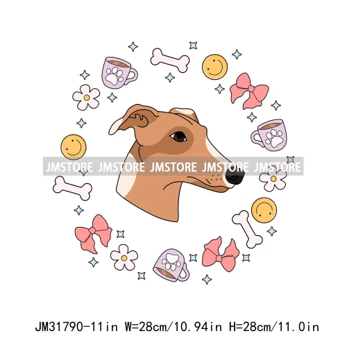 Cute Love Pet Dog Pink Coquette Bow Coffee Skull Animal Lover Iron On DTF Heat Transfer Stickers Ready To Press For Clothes Bags