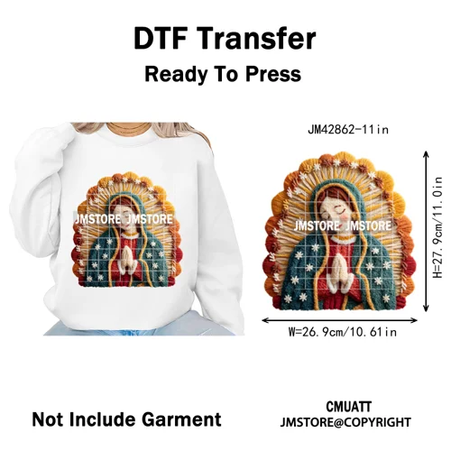 Faux Yarn Christmas Tree Cake Knitting Holiday Xmas Festive Iron on DTF Washable Transfers Stickers Ready to Press for T-shirts