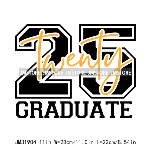 Happy University Graduate Senior Class Of 2025 Decals Iron On DTF Heat Transfer Stickers Ready To Press For Clothes Bags