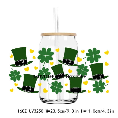 St. Patrick's Day Animals 16OZ UV DTF Cup Wrap Transfers Stickers Custom Labels DIY Waterproof Logo For Libbey Glass Can