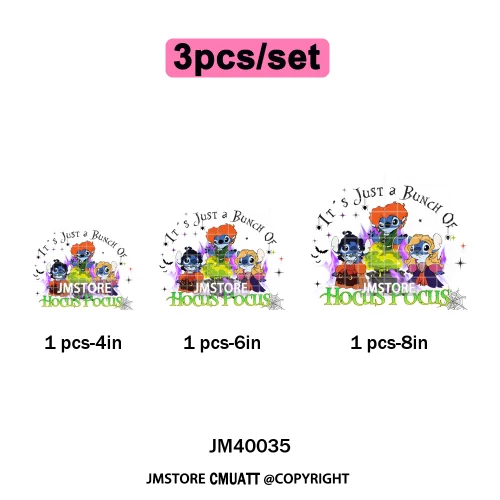 Happy Halloween Nightmare Cartoon Character Pumpkin Skeleton Iron on DTF Washable Transfers Stickers Ready to Press for T-shirts