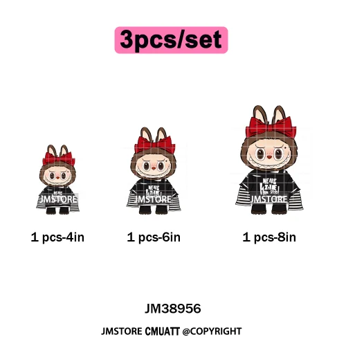 Coquette Bow Monster Doll Drinking Soda Bottle Thermal Printing Iron on DTF Washable Transfer Sticker Ready to Press for Clothes