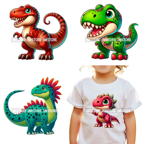 Funny Diy Dinosaur Cute Dino Nursery Animal DTF Iron On Transfers Stickers Ready To Press For T-shirts Bags