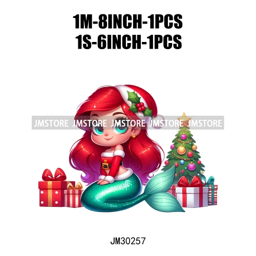 Cute Princess Red Ugly Sweater Cartoon Girls Friends Merry Christmas Iron On DTF Transfers Stickers Ready To Press For Clothing