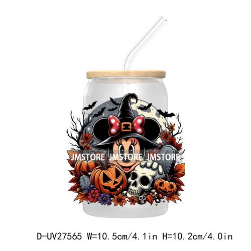 Cartoon Couple Halloween Scary Pumpkin UV DTF Transfer Sticker Decals For Libbey Cold Cup Mug Tumbler Nightmare Before Christmas