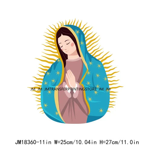 Virgencita Birgen De Guadalupe Nuestra Senora De Guadalupe  Floral Mexican Virgen Our Lady Mary DTF Transfer Sticker For Hoodies