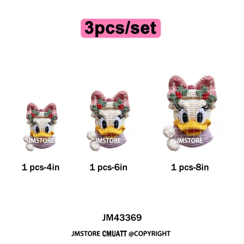 Cute Faux Knitting Yarn Princess Cartoon Character Christmas Holiday Iron on DTF Transfers Stickers Ready to Press for Hoodies