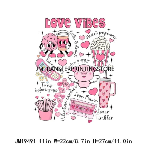 Mexican Latin Culture Cafecito Y Chisme Valentine Calorias De Amor No Cuentan XOXO Love Vibes DTF Transfer Stickers For T-Shirts