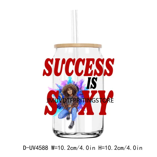 God Says I Am Black Queen Princess UV DTF Transfer Sticker Decal For Libbey Cold Cups Mugs Tumbler Waterproof DIY Logo Afro Girl