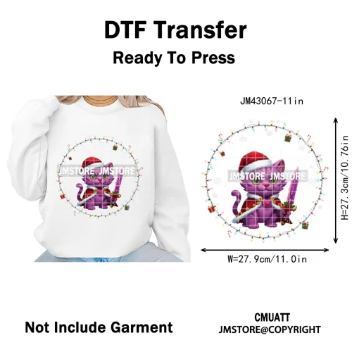 Cartoon Kpop Demon Music Anime Girly Merry Christmas Iron on Washable DTF Heat Transfer Stickers Ready to Press for T-shirts Bag
