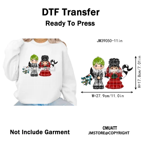 Horror Scary Killer Character Spooky Halloween Vibes Iron on DTF Washable Heat Transfer Stickers Ready to Press for Textile Bags