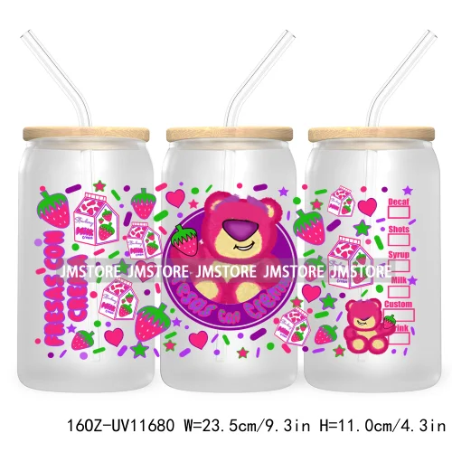 Love Mexican Concha Cafecito Valentine Day UV DTF Cup Wrap Transfer Sticker For 16OZ Libbey Glass Can Custom Logo Coquette Heart