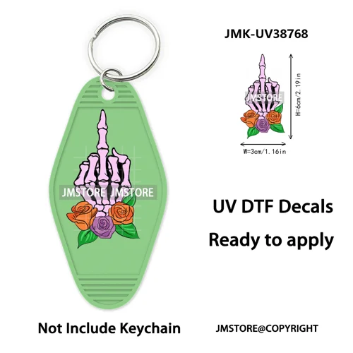 Fall Halloween Quotes Spooky Boo UV DTF Motel Keychain Decal Ready To Ship Durable Transfer Stickers Prints For Hotel Keychain