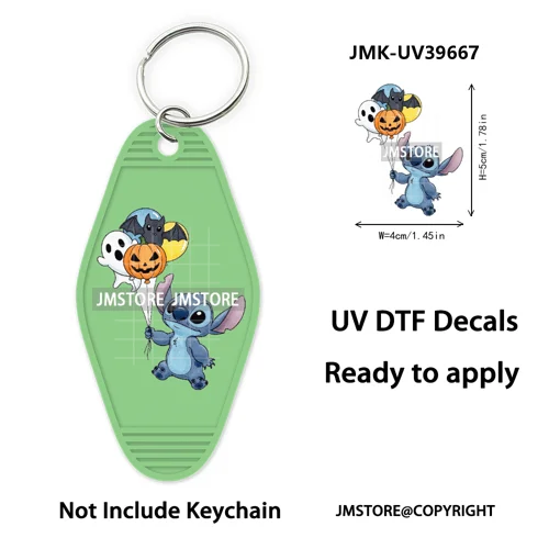 Horror Cartoon Halloween Pumpkin UV DTF Motel Keychain Decals Ready To Ship Durable Transfer Stickers Prints For Hotel Keychain