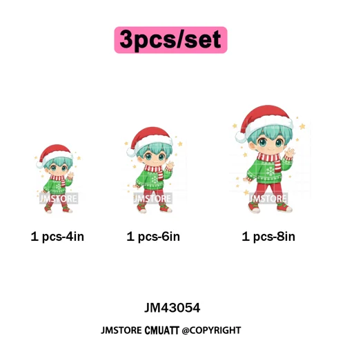 Cartoon Kpop Demon Music Anime Girly Merry Christmas Iron on Washable DTF Heat Transfer Stickers Ready to Press for T-shirts Bag