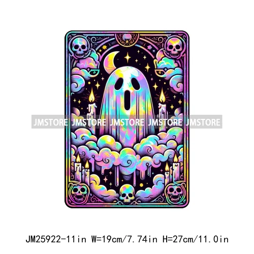 Spooky Horror Halloween Designs Killer King Ghost Death Tarot Card DTF Iron On Transfer Stickers Ready To Press For T-shirt Bags