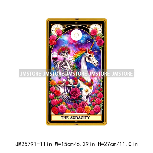 Colorful Plant Lady Stoner Skeleton Funny Drama Queen Mood Nurse Tarot Card DTF Iron On Heat Press Transfer Stickers For Clothes