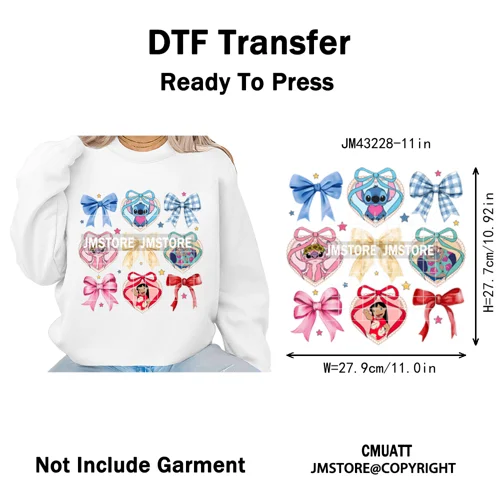 Trendy Girls Mirror Coquette Cartoon Friends Character Trip Holiday Iron on DTF Transfer Stickers Ready to Press for Sweatshirts