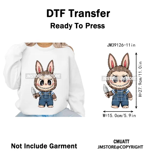 Cute Monster Cartoon Character Spooky Halloween Season Iron on DTF Washable Transfers Stickers Ready to Press for T-shirts Bags