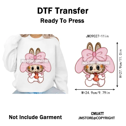 New Cartoon Doll Character With Mexican Food Iron on DTF Washable Heat Transfers Stickers Ready to Press for Textile Bags