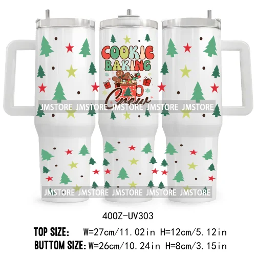 Hot Cocoa And Christmas Movies UV DTF Tumbler Wrap Transfer Stickers Custom Labels 40OZ Wraps Waterproof Christmas Gingerbread