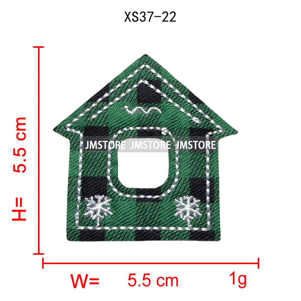 Red Checkered Christmas Icons Cozy Winter Season Lover Festive Decoration Embroidery Appliques Iron on Patches for Clothes Bags