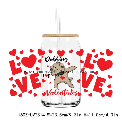 Cute Animal Couple Valentine Day UV DTF Sticker For 16OZ Libbey Glass Cup Can Wrap Transfer Sticker Custom Labels DIY Logo