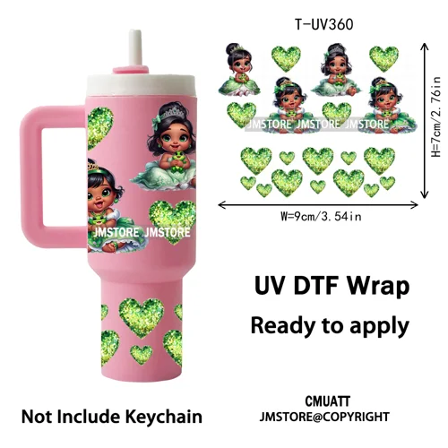Baby Princess Butterfly Coquette Bow UV DTF Mini Tumbler Keychain Wraps Ready To Apply Transfer Stickers Prints Waterproof Decal
